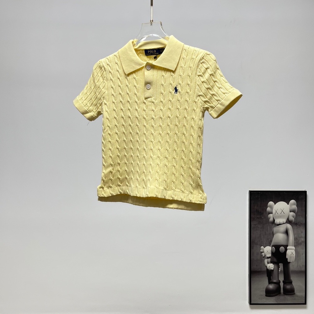 Polo by Ralph Lauren Light Yellow Cable-Knit Short Sleeve Polo